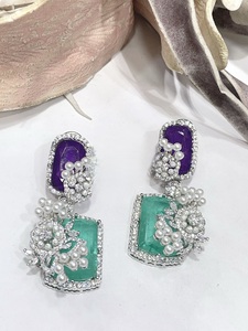 Pendientes Modernos de Alta Calidad con Acabado Plateado, Estilo Fusion, para Mujer, para Bodas y Fiestas - Product Image 3