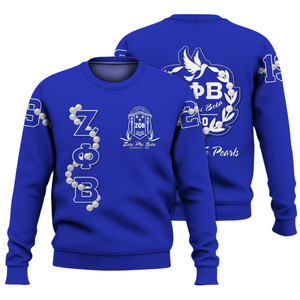 Sweat-shirt à lettres grecques Zeta Phi Beta Sorority 1920 pour femmes, col rond bleu, pull brodé - Product Image 3