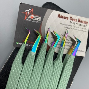 Pinzas para pestañas con empuñadura de diamante de 45 grados con logotipo personalizado, punta de volumen de acero inoxidable sostenible probada a mano, etiqueta privada puntiaguda - Product Image 6