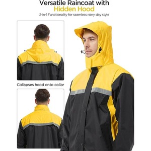 ชุดกันฝนสำหรับฤดูหนาวแบบ100% สะท้อนแสงสีเหลืองผ้าโพลีเอสเตอร์ชุดกันฝน - Product Image 4