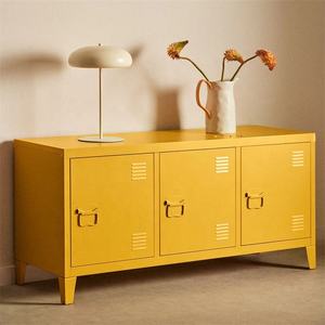 Meuble TV de salon, style industriel rustique, support TV en acier avec rangement, meuble TV en métal pour salon - Product Image 6