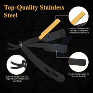 Barber Cut Throat Straight Salon Maquinillas de afeitar Rasoirs Rasoi con bolsa de cuero Maquinillas de afeitar de calidad premium - Product Image 5