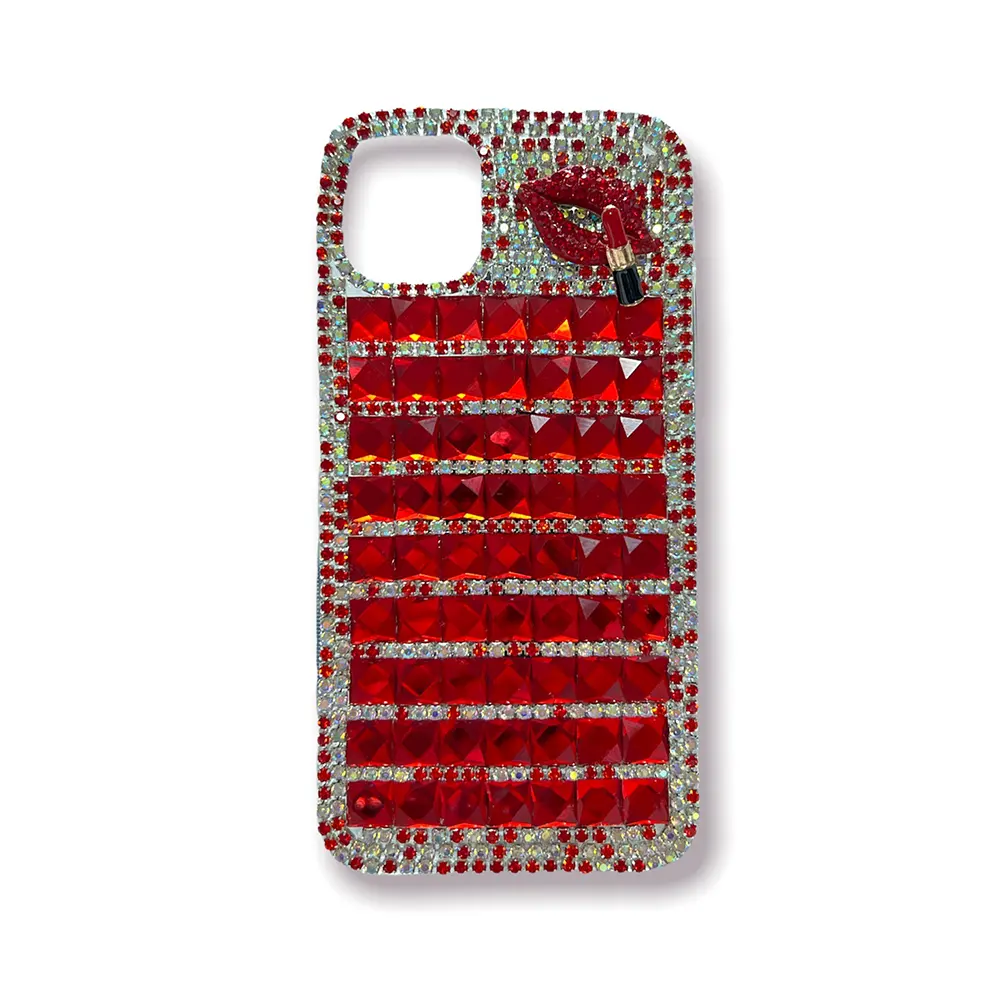Luxury Red Bling Crystal Rhinestones Handmade Phone Case for Women For Iphone Fashion Design Wholesale From Thailand