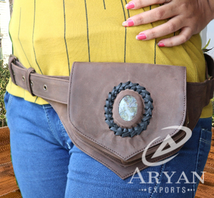 Riñonera de cuero real Cinturones de bolsillo de cuero con estilo Juegos Cinturones de bolsillo de cadera de piedra Cinturón de viaje clásico Unisex - Product Image 2