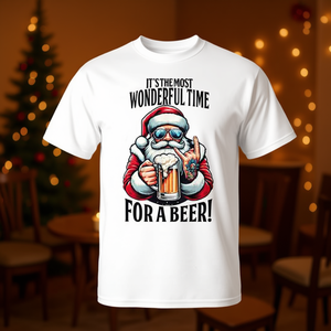 Fantastica maglietta natalizia di Babbo Natale: La stagione più meravigliosa per una birra, ideale per promozioni - Product Image 3