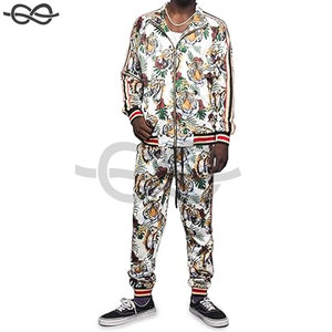 Logo personnalisé 100% coton hommes survêtements vestes pantalon ensemble jogging survêtement tissu polaire imprimé prix de gros - Product Image 4