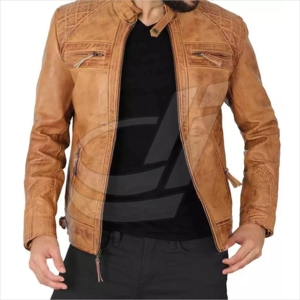 Chaqueta de cuero marrón personalizada para hombre, la mejor calidad Casual de chaqueta de cuero, nueva moda, venta al por mayor - Product Image 1