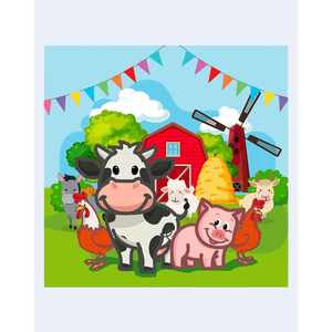 Servilletas de Fiesta con Diseño de Granja, 33x33cm, Paquete de 12 Unidades - Product Image 1