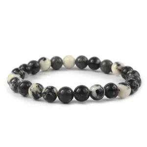 Pulsera de Cristal de Jaspe Zebra, Piedra Preciosa Natural Curativa para el Equilibrio y la Motivación - Product Image 1