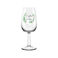 Verre à vin personnalisé Wobz INAO 22 cl, design européen, impression numérique personnalisée, transparent, sans quantité minimale, fabriqué en France, pour les fêtes
