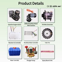 Pulvérisateur agricole télécommandé SPRY600B 600L, pulvérisateur à flèche électrique autopropulsé pour vignobles