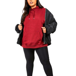 Pull en tissu polaire mélangé de coton à fermeture extrêmement long sweat à capuche pour femme avec logo personnalisé - Product Image 3