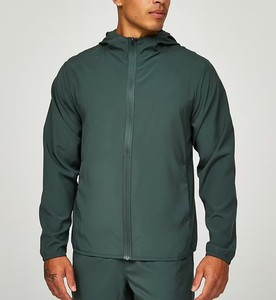 Ensemble veste coupe-vent de course sur piste en polyester et nylon de couleur unie sans commande de qualité supérieure survêtement de sport pour hommes - Product Image 2