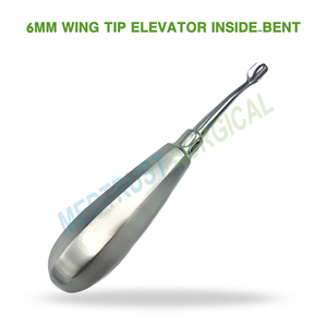 Élévateur dentaire chirurgical à pointe d'aile de 6 mm, courbé à l'intérieur, en acier inoxydable, pour l'extraction dentaire et l'élévation des racines - Product Image 2