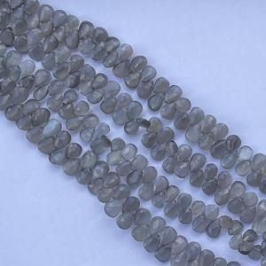 6mm 8mm 10mm piedra lunar gris Natural forma de pera cuentas facetadas Briolette fabricación de joyas collar pulsera DIY gotas en línea - Product Image 2