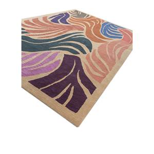 Handmade Linear Gold Wool <b>Rug</b> Ptwl-394 with Abstract <b>Boho</b> Design for Home Bed Room Hallway Use Rectangular Room Carpet - Product Image 2