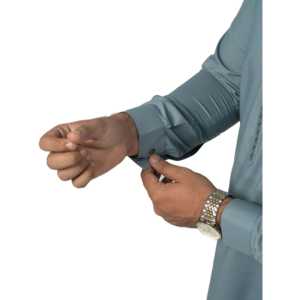 Kurta ethnique indien/pakistanaise pour homme E-29, décontractée, respirante, bleu-gris, col montant, longueur cheville, pour usage quotidien - Product Image 2