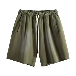 Pantalones cortos de lana lavados con ácido Vintage personalizados para hombre, ropa de calle serigrafiada 6XL de secado rápido, sudor Terry con borde cortado - Product Image 3