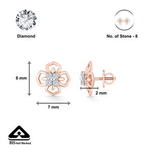 Pendientes de Diamantes con Forma de Pétalo en Oro Rosa para Mujer - Product Image 6
