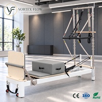 Machine de Pilates Reformer demi-tourneur en alliage d'aluminium 2-en-1 réglable avec barre en U, directement de l'usine, pour clubs de fitness