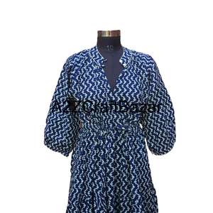 Robe midi florale Himanshi décontractée pour femme, 100 % pur coton, tissu respirant, coupe ample, écologique, taille naturelle, pour l'été quotidien - Product Image 2