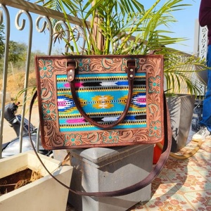 LW Sacs fourre-tout en cuir aztèque véritable fait à la main pour femmes Sac à provisions élégant Style vintage Accessoire parfait Sacs en cuir - Product Image 2