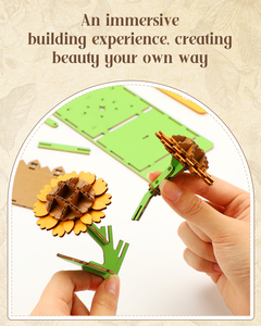 Kit de puzzle en bois 3D Tournesol avec carte de message émouvante, ensemble créatif de construction de bouquets de fleurs DIY pour adultes et enfants de 8 ans et plus - Product Image 4