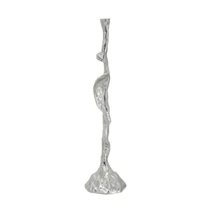Branche d'arbre en aluminium argenté Design chandelier conique moderne abstrait décor à la maison support de bougie en métal pièce maîtresse - Product Image 4