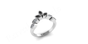 Nouvelle arrivée 925 argent Sterling Marquise blanc réglage Chevron bague 14K plaqué or avec cendres résine travail lait maternel souvenir - Product Image 2