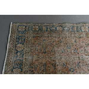 Alfombra de 6,7x10,5 pies, alfombra turca vintage, alfombra de lana con motivos de plantas y árboles azules - Product Image 4