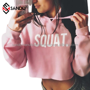 เสื้อฮู้ดครอปพิมพ์ลายแขนยาวผ้าฝ้าย 100% สำหรับผู้หญิงใส่ในฤดูหนาว พร้อมโลโก้สั่งทำ ขายส่งสำหรับชุดออกกำลังกาย - Product Image 1