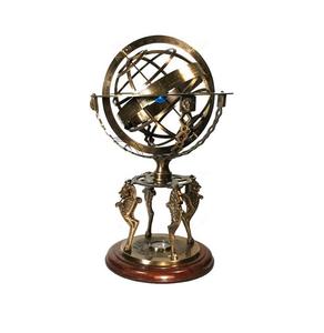 Grand Armillaire nautique en laiton doré avec base robuste, parfait pour l'affichage dans le bureau ou le salon - Product Image 5