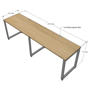HBRT050 Minimalist Rectangular Cluster Table for 2 240x60cm Plywood Steel Melamine Wood Computer Office Furniture for <b>Study</b> - Product Image 6