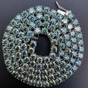 Meilleure offre Chaîne tennis en moissanite de couleur verte de 5 mm avec pendentif fin en argent 925 plaqué or pour femmes Mode - Product Image 1