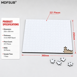 Puzzles à sublimation vierges <span class=keywords><strong>en</strong></span> MDF 250x360mm 3mm 221 pièces personnalisables certifiés <span class=keywords><strong>EN</strong></span> 71 OEM ODM MDFSUB - Product Image 2