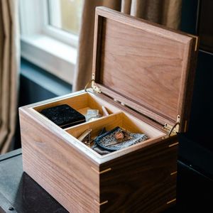 Coffret cadeau en bois design vintage pour décoration de Noël poli avec compartiments pour l'organisation de l'artisanat bijoux cosmétiques - Product Image 4