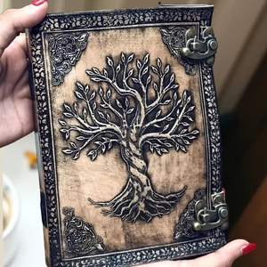 A5 diario in pelle <span class=keywords><strong>albero</strong></span> <span class=keywords><strong>della</strong></span> <span class=keywords><strong>vita</strong></span> in pura pelle 200 pagine Vintage a prova di perdite diario personalizzato 2 colori