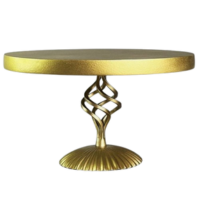 Centres de table pour occasions spéciales, présentoir à gâteaux en métal doré, support décoratif, plateau à gâteaux arrondi en métal - Product Image 1