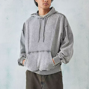 Sudadera con capucha Fabricantes Sudaderas con capucha de lavado personalizado Logotipo de parche de buena calidad Sudadera con capucha de lavado ácido desgastado de gran tamaño - Product Image 2