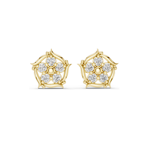 0.35 CT Lab Diamond Floral <b>Stud</b> <b>Earrings</b> for Women VVSVS EF Clarity 18KT, 14KT, 10KT Gold & 925 <b>Silver</b> White, Yellow, - Product Image 3