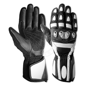 Guantes de equipo de carreras personalizados de cuero genuino de dedo completo con protección de la palma de la mano - Product Image 4