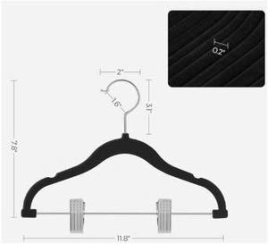 ไม้แขวนเสื้อเด็กทันสมัย 6 ช่อง ผ้ากำมะหยี่กันลื่น พร้อมคลิปแบ่งช่องอเนกประสงค์ สำหรับจัดระเบียบตู้เสื้อผ้าในห้องนอน - Product Image 2