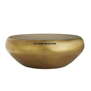 Tables centrales rondes modernes de table basse de forme de tambour en métal d'or pour des meubles moyens de salon - Product Image 1