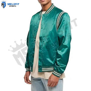 Veste bomber en satin sur mesure en gros avec col montant, broderie respirante, veste universitaire pour homme écologique pour l'hiver - Product Image 3