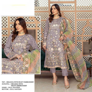 Organza lourd avec broderie Style pakistanais Semi-cousu Salwar Kameez Vêtements traditionnels pour collection pakistanaise - Product Image 3