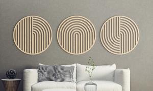 Ensemble d'art mural en bois rond Art déco Moderne Géométrique Boho Minimaliste Décoration murale suspendue pour la maison au meilleur prix - Product Image 4