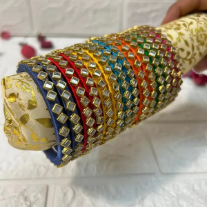 Kundan กำไลไหมสำหรับงานแต่งงานอินเดียตรุษจีนของขวัญที่สมบูรณ์แบบสำหรับหลังโรงเรียนแม่วันฮาโลวีน - Product Image 1