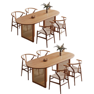 ชุดโต๊ะอาหารไม้จริงสำหรับรับประทานอาหารและร้านอาหารดีไซน์เรียบง่ายทันสมัย - Product Image 2