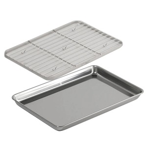 Juego de bandejas con acabado pulido de alta calidad de forma rectangular para servir en casa o catering, bandeja de acero decorativa funcional para eventos - Product Image 4
