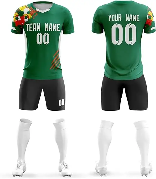 Uniformes de equipo personalizados impresos 2024, camisetas y pantalones cortos de fútbol para hombres, ropa deportiva, camiseta y pantalones de fútbol